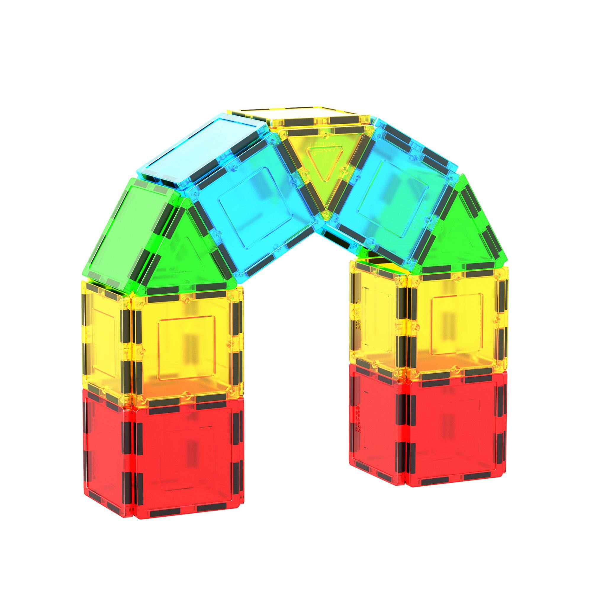 Alt View 4. PicassoTiles - PICASSO-TILES Magnetic Tiles for Kids, Construction STEM Building Blocks Educational Toy, 12PCS - Multicolor.