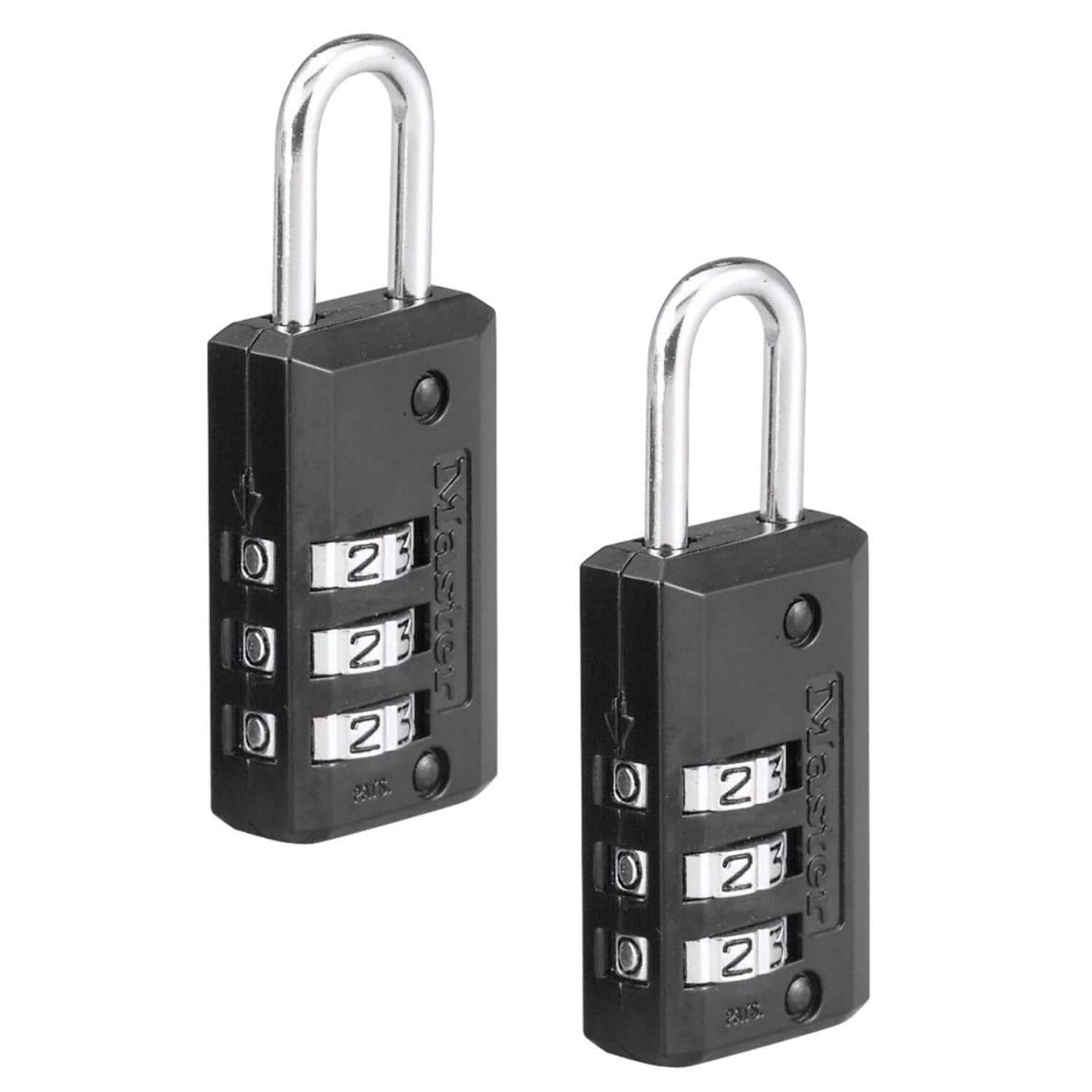 Master Lock - 1-1/2 in H X 1/2 in W X 1-3/16 in L Steel 3-Dial Combination Luggage Lock - Black