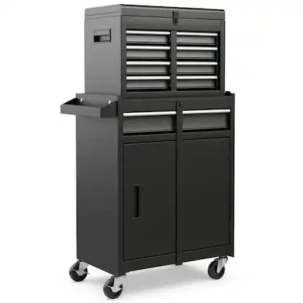Front. Mondawe - 2-in-1 Tool Chest and Cabinet with 5 Sliding Drawers - Black.