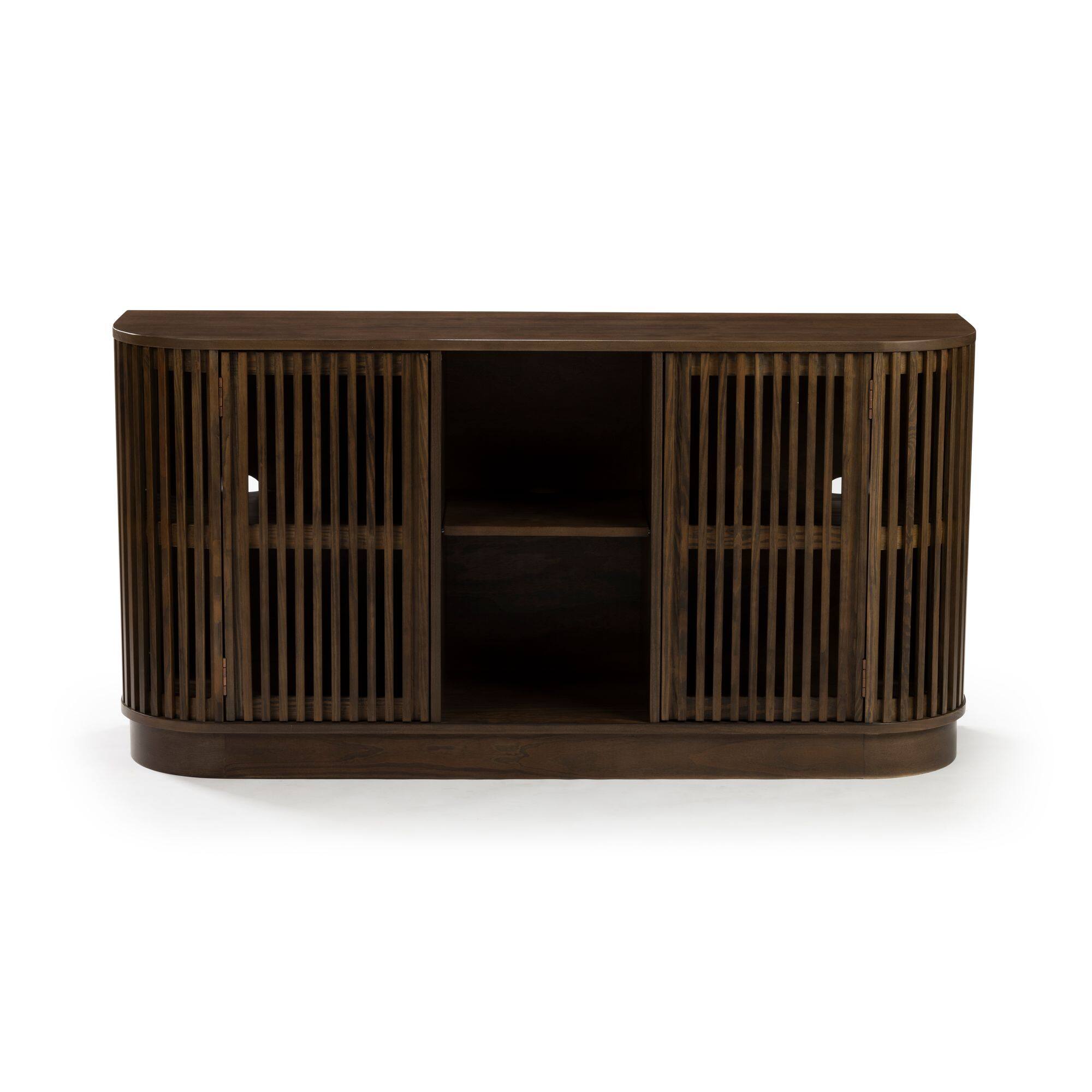Alt View 9. Plank+Beam - Contour Sideboard, 2 Door w/ Middle Shelf (1495 x 406 x 762mm / 59 x 16 x 30in), Walnut - Walnut.