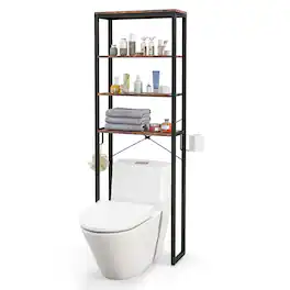 Costway - Bathroom 4-Tier Over the Toilet Storage Rack Freestanding Organizer - Rustic Brown