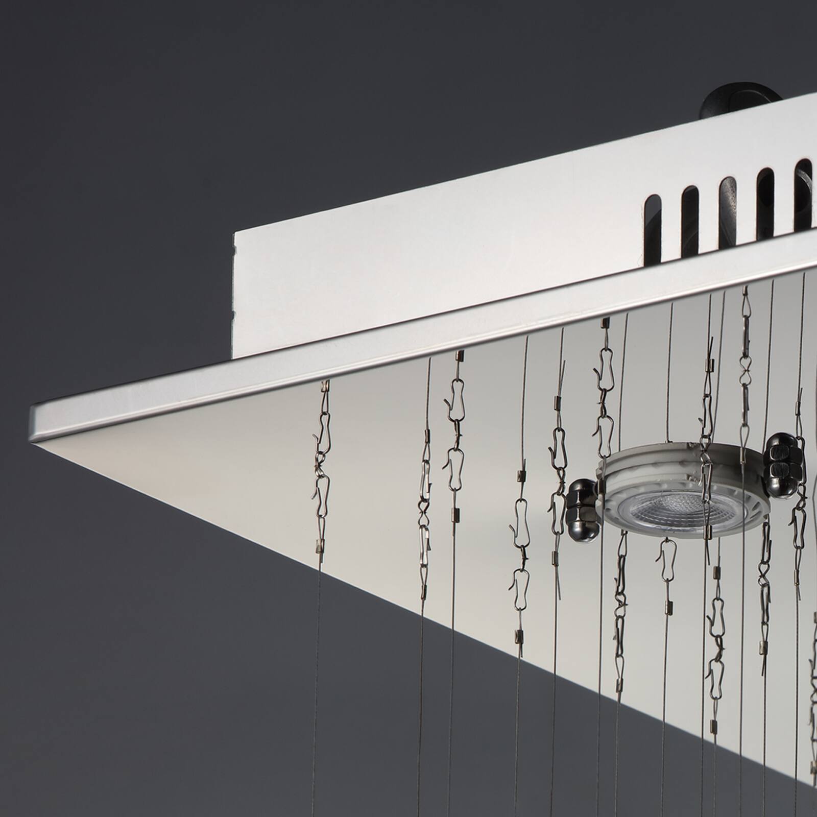 Alt View 7. Siljoy - 31.5-Inch Modern Minimalist Square Layered Glass Chandelier with K9 Clear Handmade Crystal for Stairwells and Foyers - Chrome.