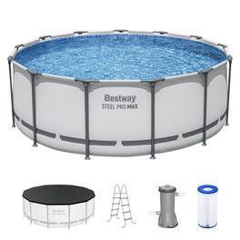 Bestway - Steel Pro MAX 13'x48" Round Above Ground Swimming Pool with Pump & Cover - Blue
