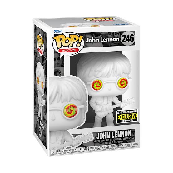 Funko POP! John Lennon 246 ROCKS  
ENTERTAINMENT EARTH EXCLUSIVE EDITION LIMITED JOHN LENNON EN VINYLE VINYL FIGURE / FIGURINE FIGURA DE VINIL PELICRO ASFIDA DANGER ETOU FEMENT A ADVERTENCIA: CHOKING HAZARO, ATTENTION: A MARNING