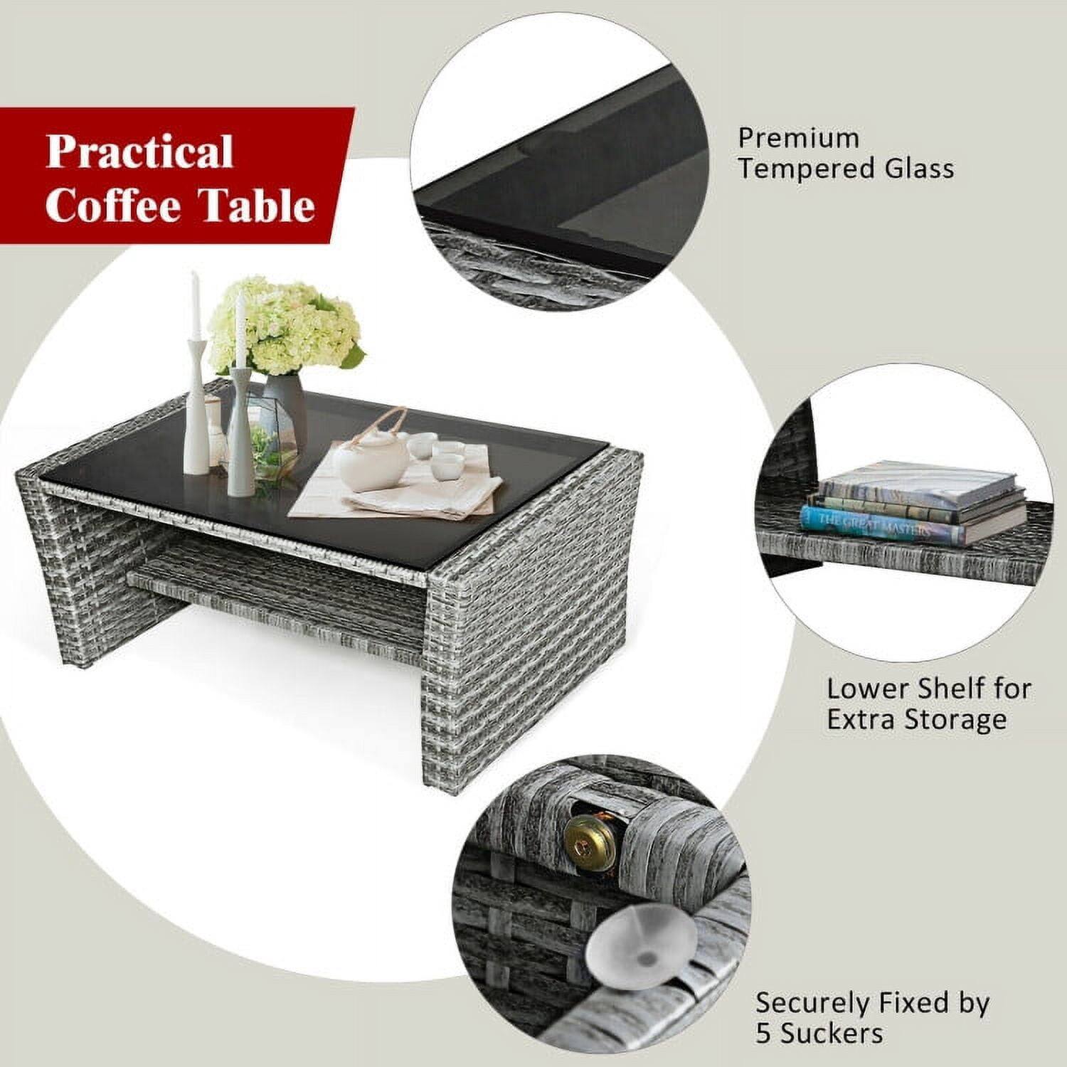 Practical Coffee Table

Premium Tempered Glass

Lower Shelf for Extra Storage

Securely Fixed by 5 Suckers