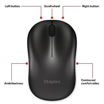 Left button  
Scroll wheel  
Right button  
Ambidextrous  
Contoured comfort sides