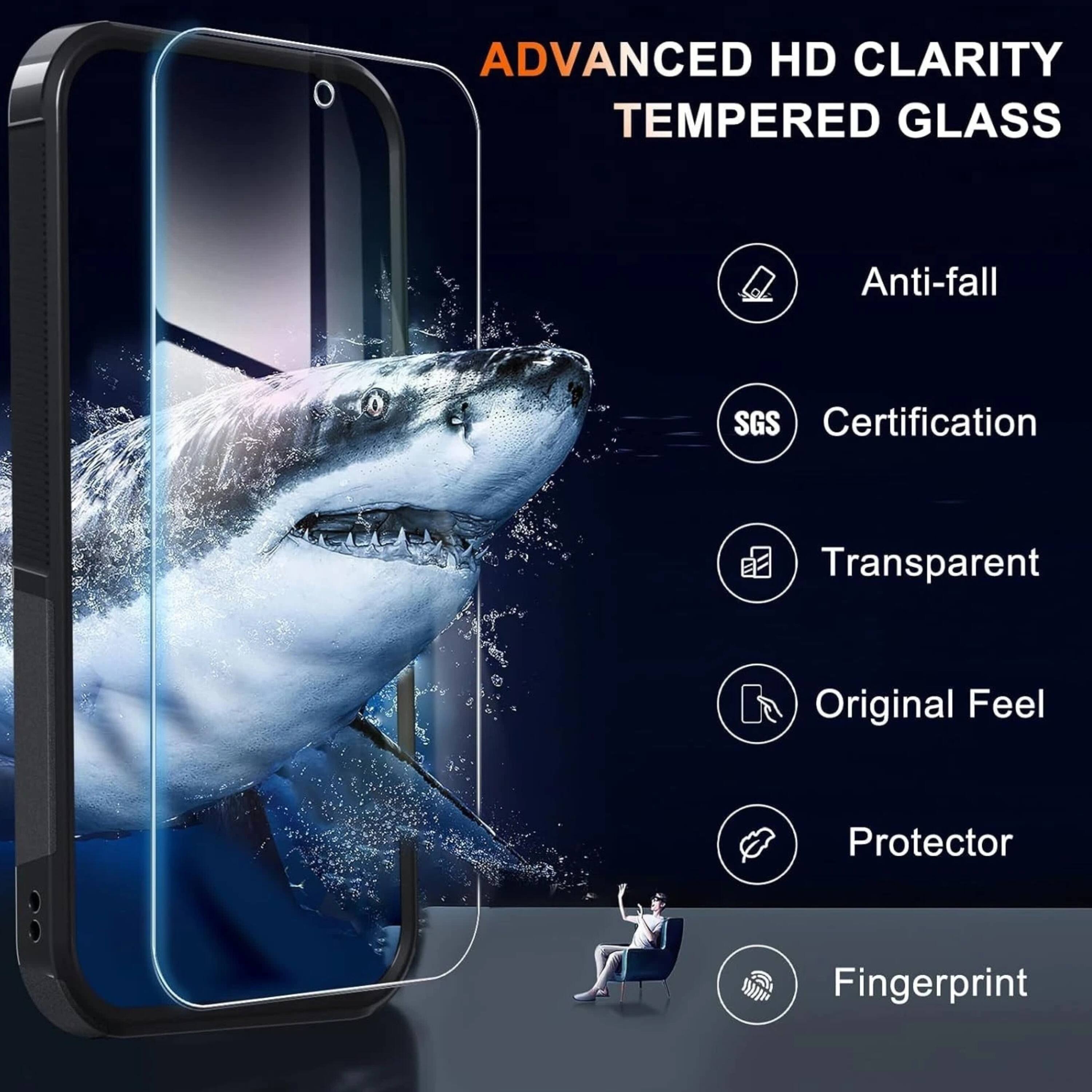 ADVANCED HD CLARITY TEMPERED GLASS  
Anti-fall  
SGS Certification  
Transparent  
Original Feel  
Protector  
Fingerprint