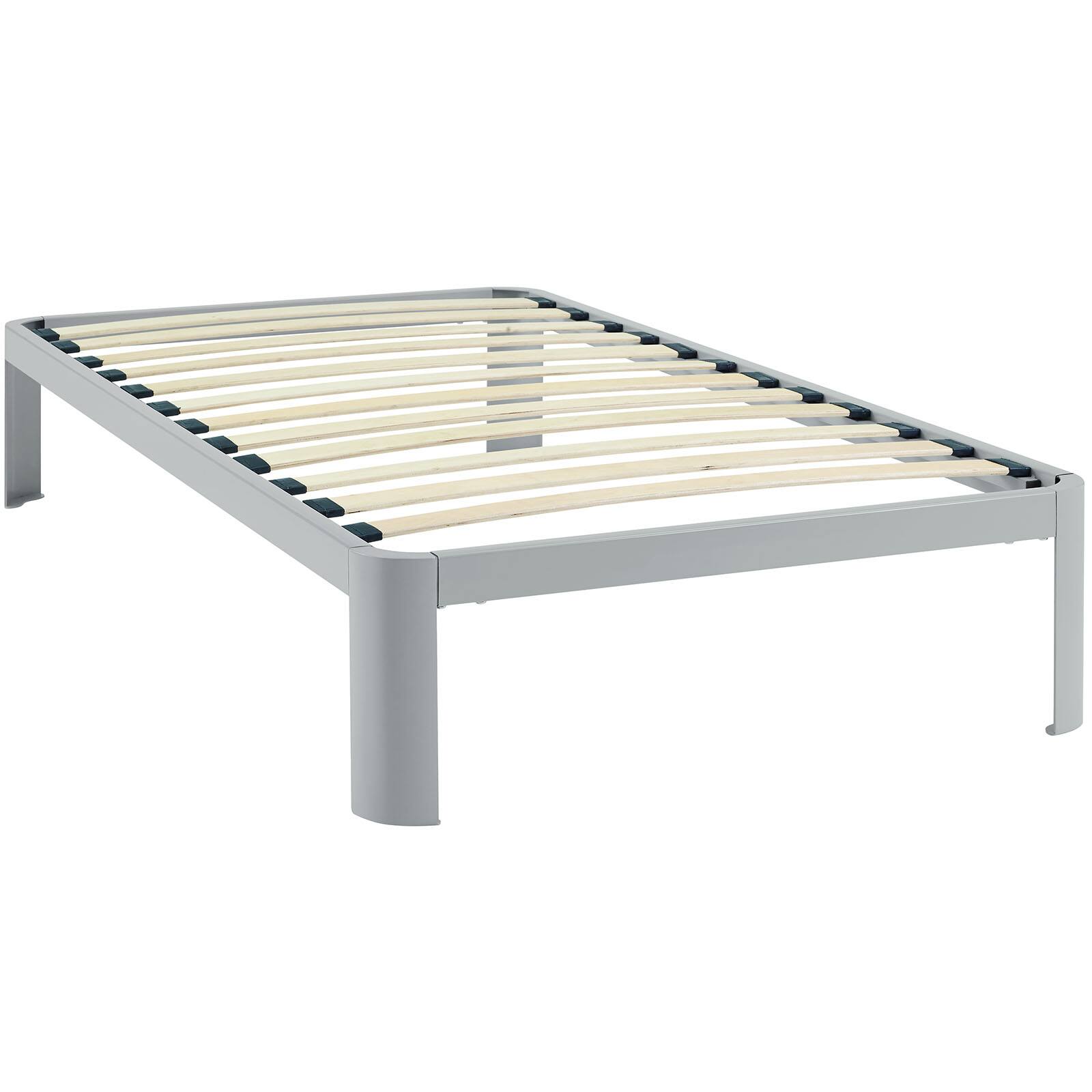 Left. Modway - Sharon Fabric Full Bed Frame with Squared Tapered Legs - Gray.