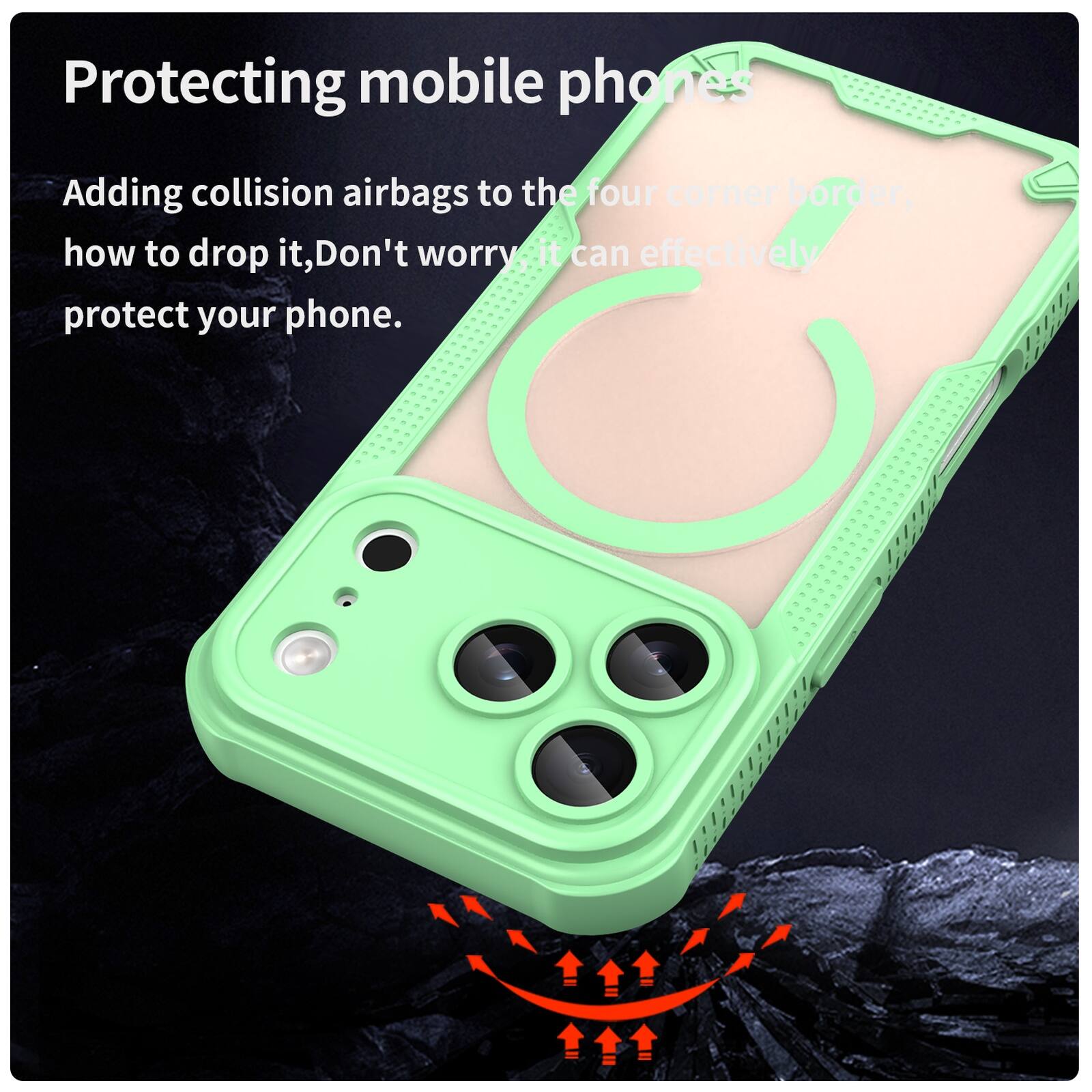 Protecting mobile phones

Adding collision airbags to the four corner border, how to drop it, Don't worry, it can effectively protect your phone.