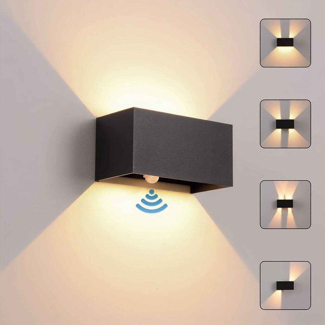 Front. Auledio - Black regular 24W warm white wall light box - black.