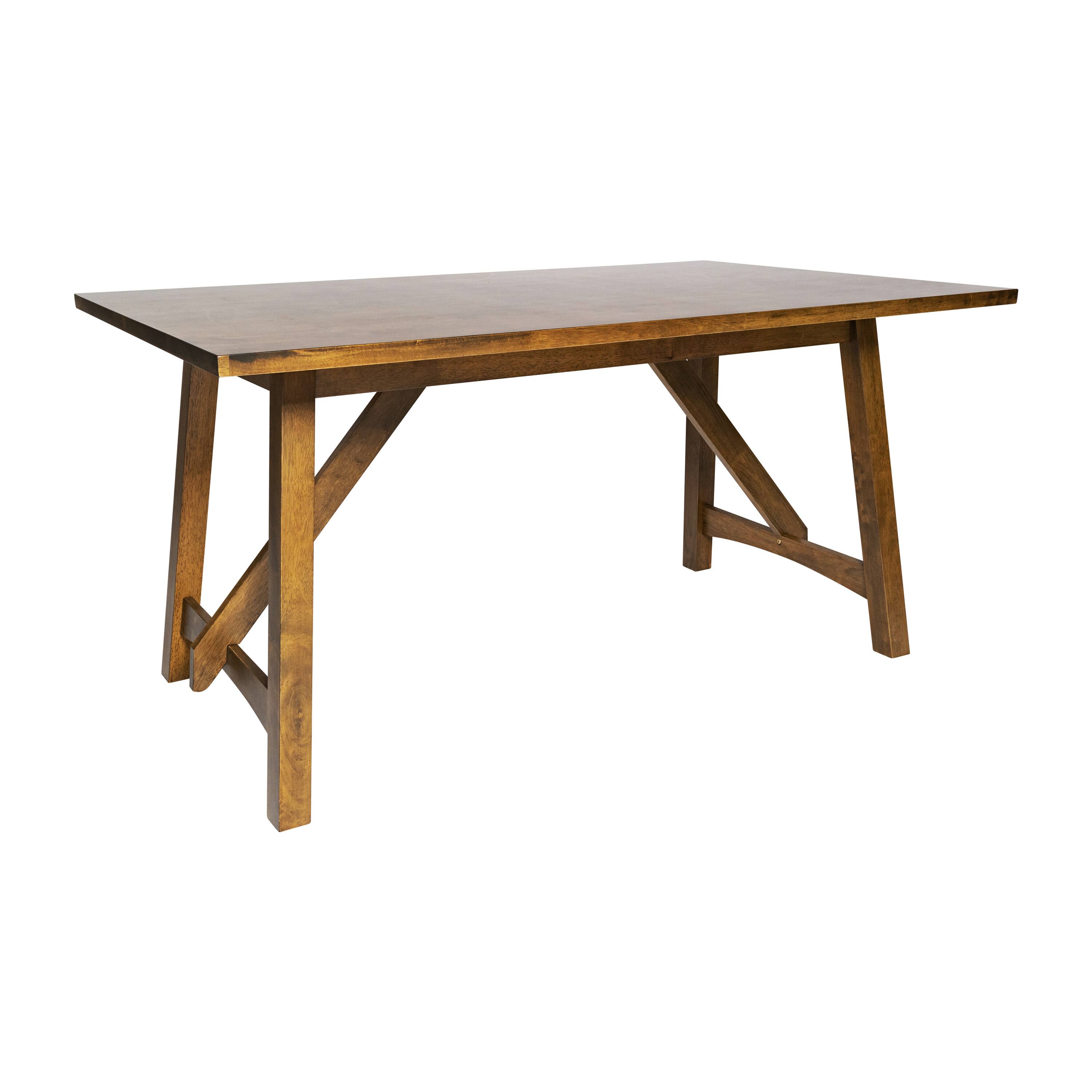 Alt View 1. Emma + Oliver - Lawson Farmhouse Wooden Trestle Base Dining Table - Light Cappuccino.