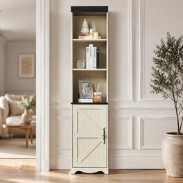 RYHNUYNE - 70.86 in Tall Wood Storage Cabinet with 5 Shelves Free Combination MDF Bookcase Set of 1 - White