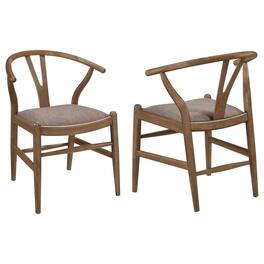 Manhattan Lane - Ellie Dining Chair Set of 2, Y Shape Back, Fabric Seats - Brown
