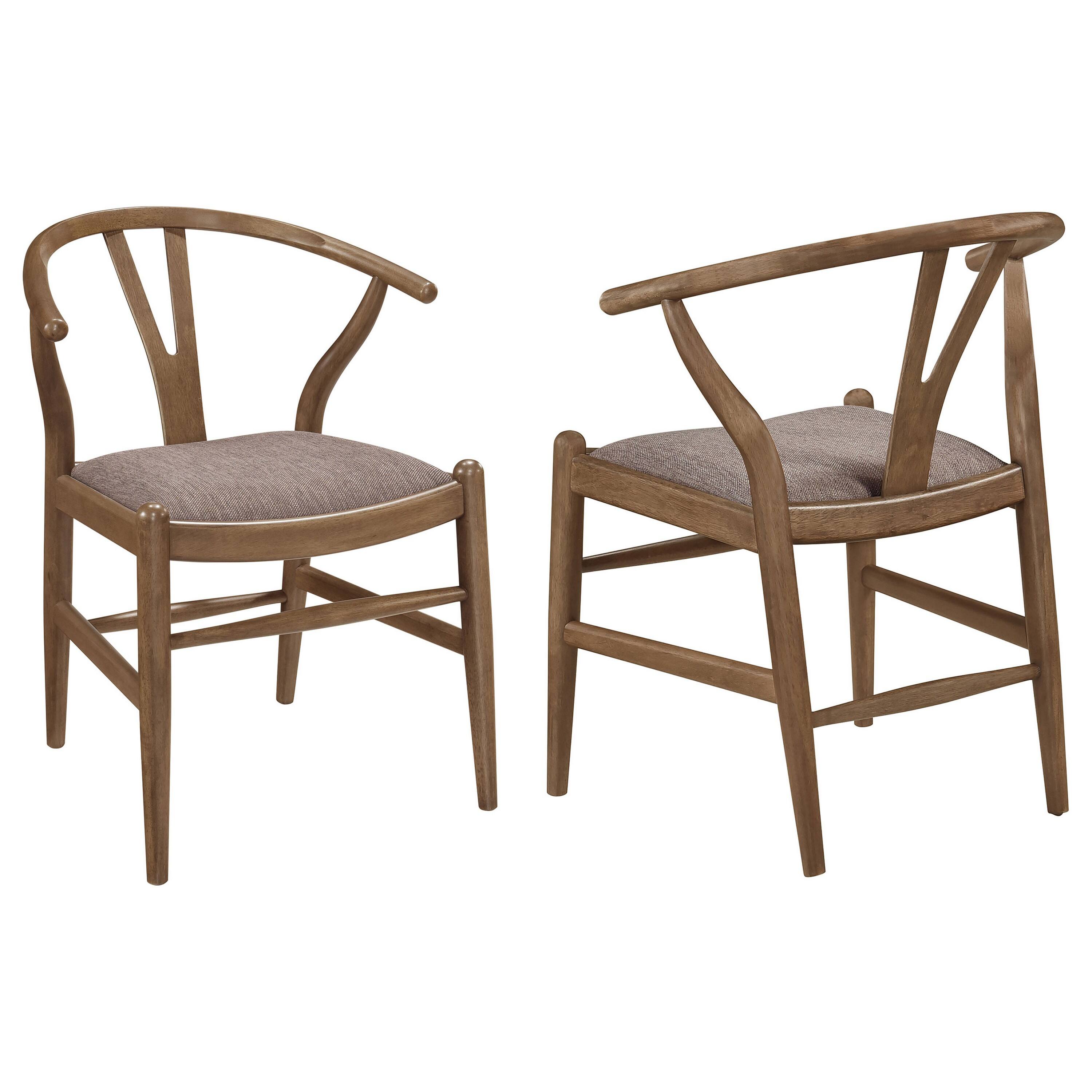 Front. Manhattan Lane - Ellie Dining Chair Set of 2, Y Shape Back, Fabric Seats - Brown.