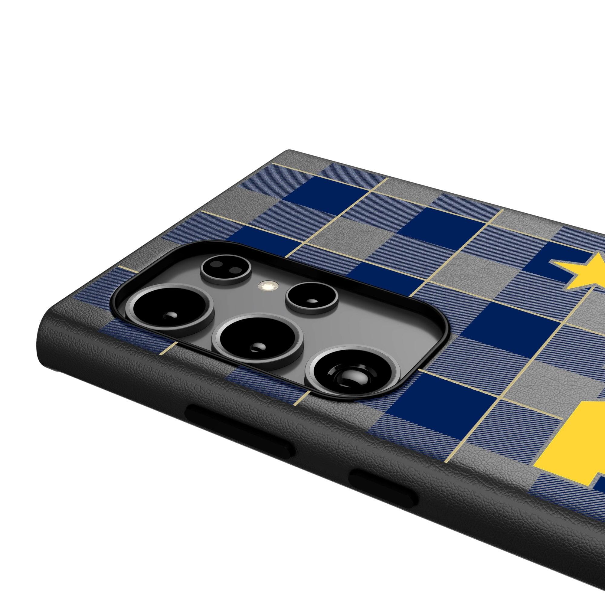 Alt View 3. Keyscaper - Navy Midshipmen Plaid Galaxy Magnetic Bump Case - S25 Ultra - Black.