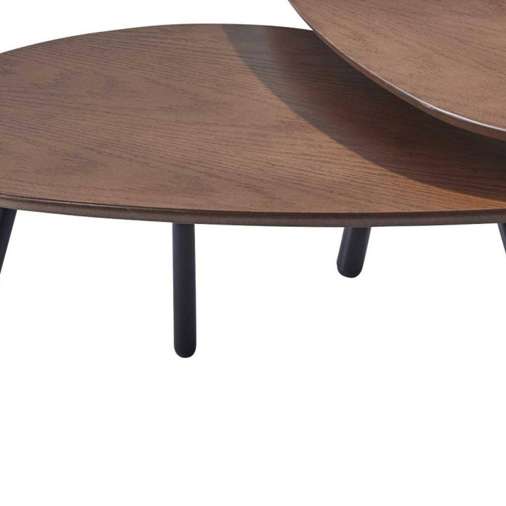 Alt View 2. Hivvago - Hivvago Set of Two Wood And Metal Oval Nested Tables - Brown.
