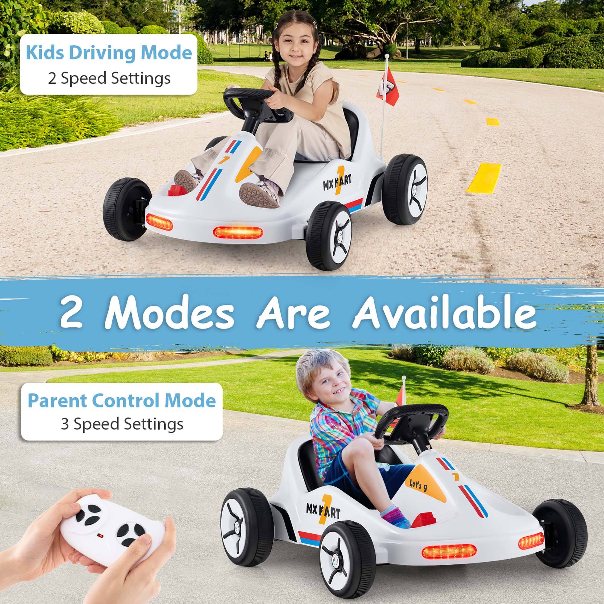 Kids Driving Mode  
2 Speed Settings  

2 Modes Are Available  

Parent Control Mode  
3 Speed Settings