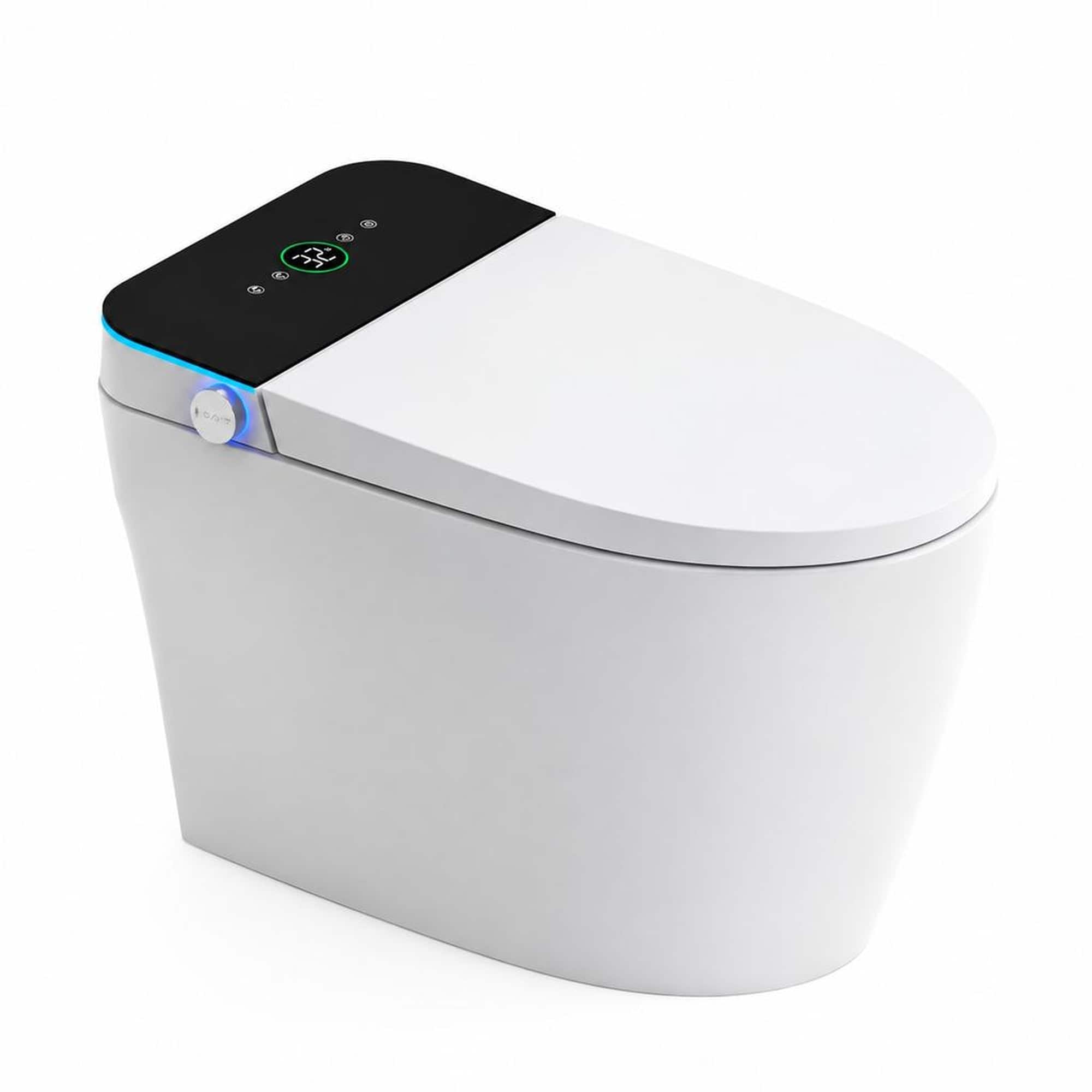 RYHNUYNE - Smart Toilet With Heated Bidet Seat, Auto Open Close Warm Water Dryer Sanitary Fixture For Home Bathroom Daily Use - White
