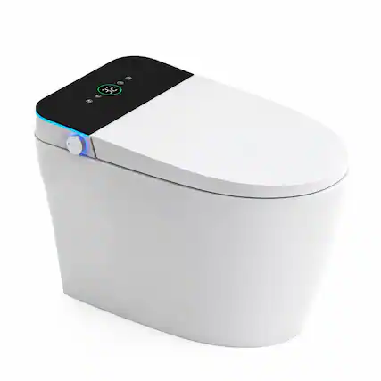 Front. RYHNUYNE - Smart Toilet With Heated Bidet Seat, Auto Open Close Warm Water Dryer Sanitary Fixture For Home Bathroom Daily Use - White.