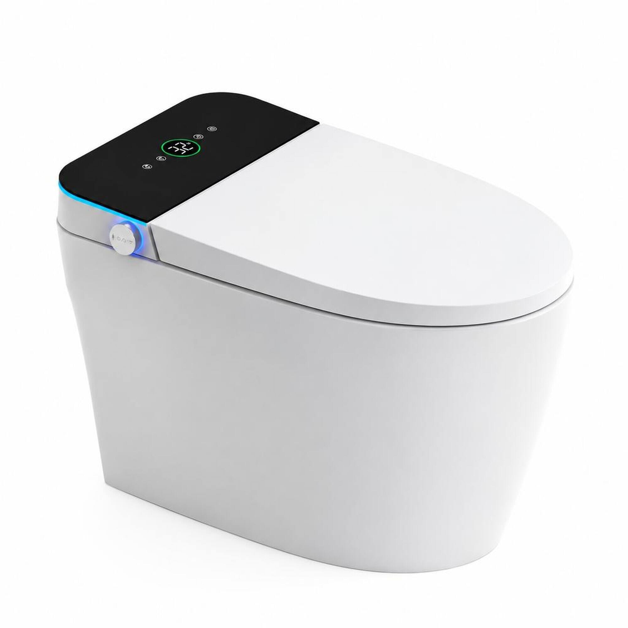 Front. RYHNUYNE - Smart Toilet With Heated Bidet Seat, Auto Open Close Warm Water Dryer Sanitary Fixture For Home Bathroom Daily Use - White.