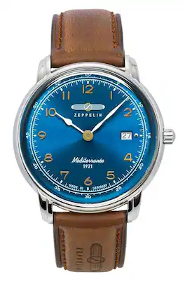 Zeppelin - Jahre Mediterranee Leather Strap Dial Quartz 96403 Men's Watch - Blue