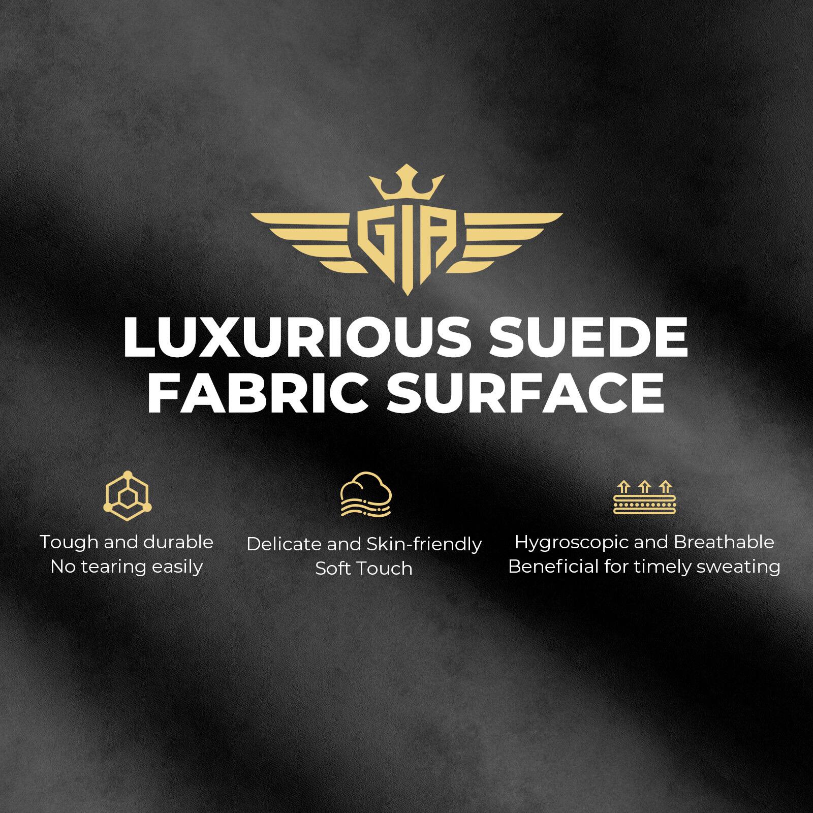 LUXURIOUS SUEDE FABRIC SURFACE

Tough and durable
No tearing easily
Delicate and Skin-friendly
Soft Touch
Hygroscopic and Breathable
Beneficial for timely sweating