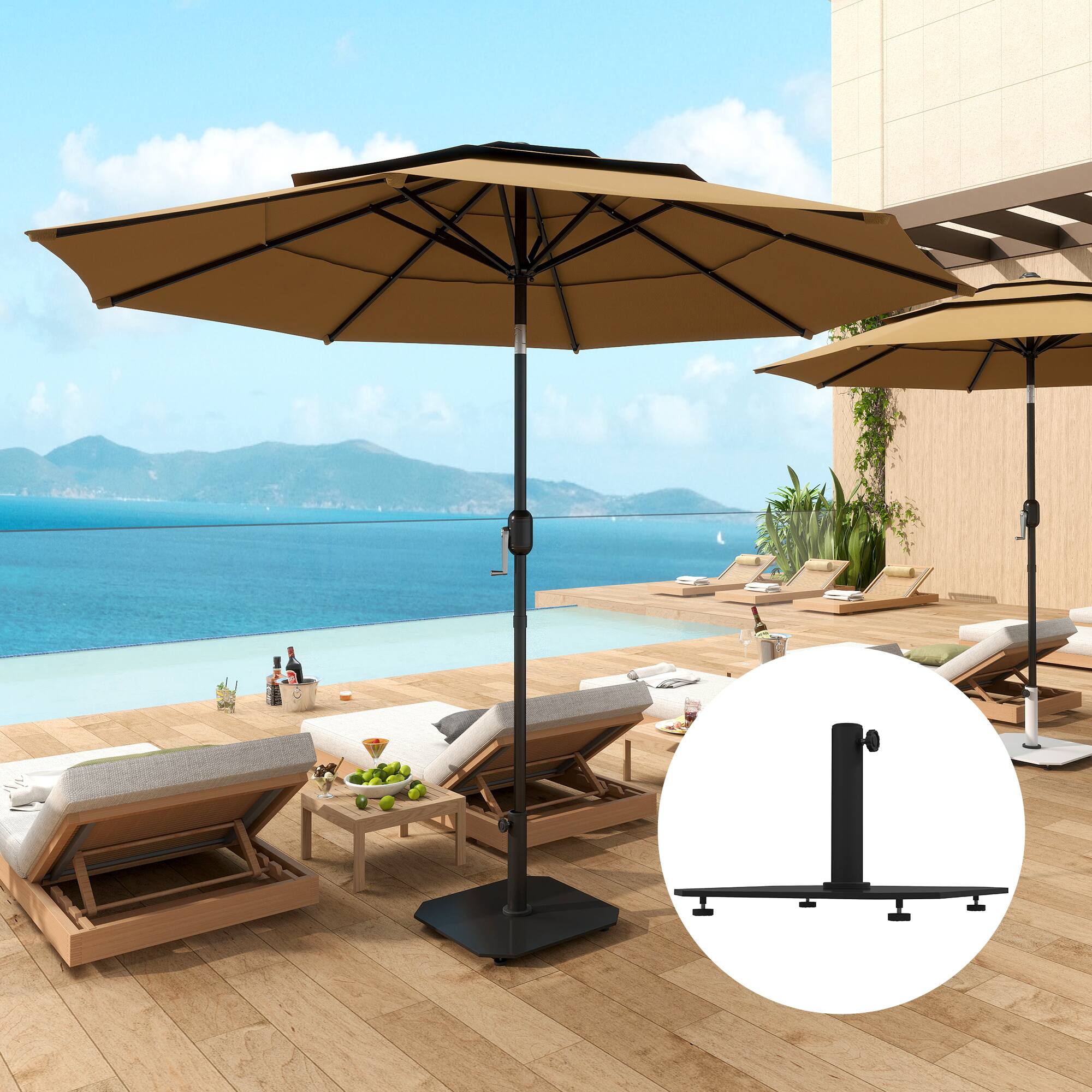 Alt View 1. Outsunny - Square Patio Umbrella Base, 41 lbs Metal Umbrella Stand Base with Adjustable Foot Pads, Patio Umbrella Holder - Black.