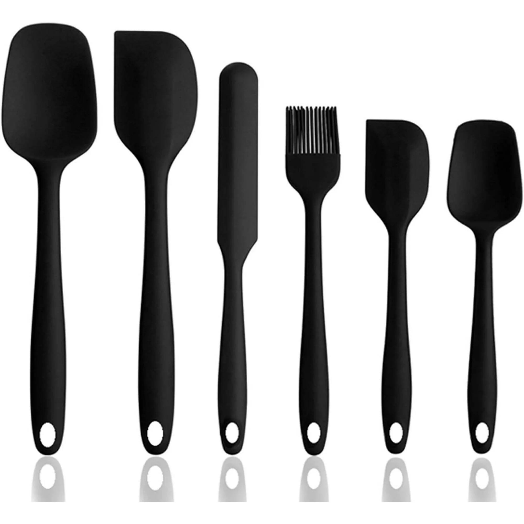 MOVSSOU - Silicone Spatula Set of 6 Heat Resistant Nonstick - Black