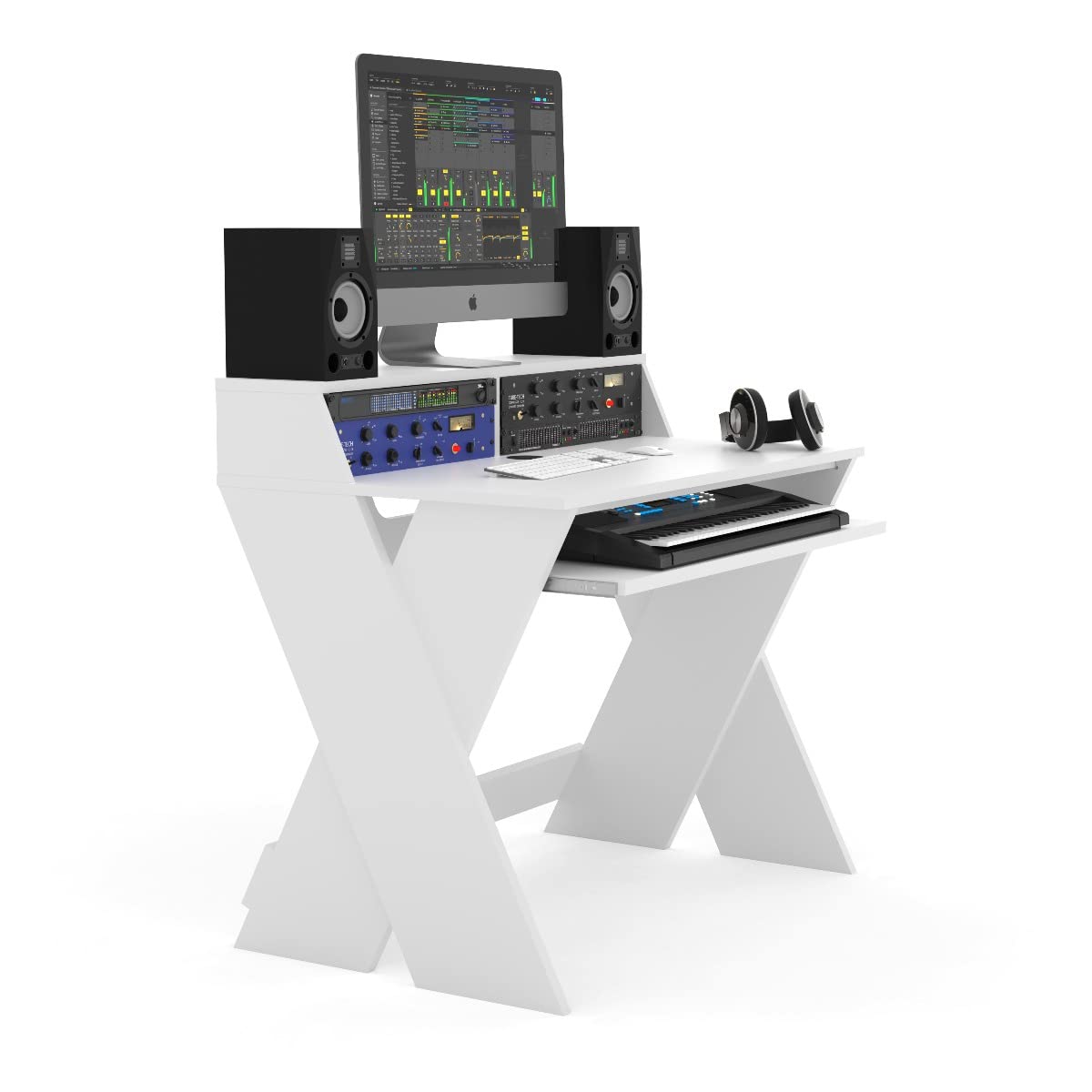 Alt View 6. Glorious - Glorious Sound Desk Compact Professional Studio Workstation with Pull-out Keyboard Compartment (White) - "NA".