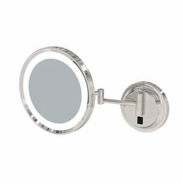 Aptations - 9.63" LED Round Wall Mirror - 5X Magnification - Polished Nickel