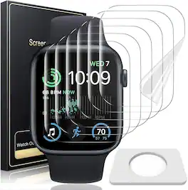 Core Tech - 6-Pack Flexible TPU Screen Protector for Apple Watch 44mm - Transparent
