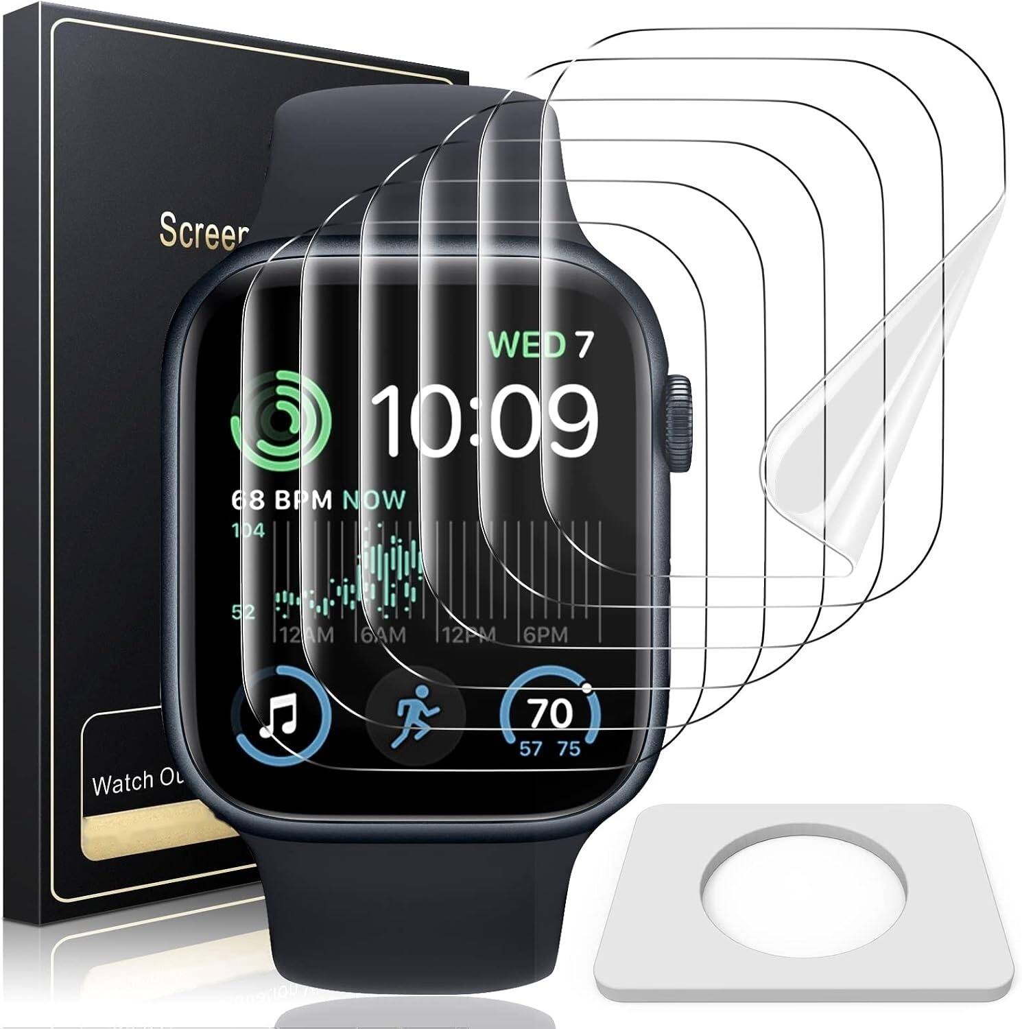 Screen  
WED 7 10:09 68 BPM NOW 104  
52 12AM 6AM  
12PM 6PM  
Watch Ol  
70 57 75