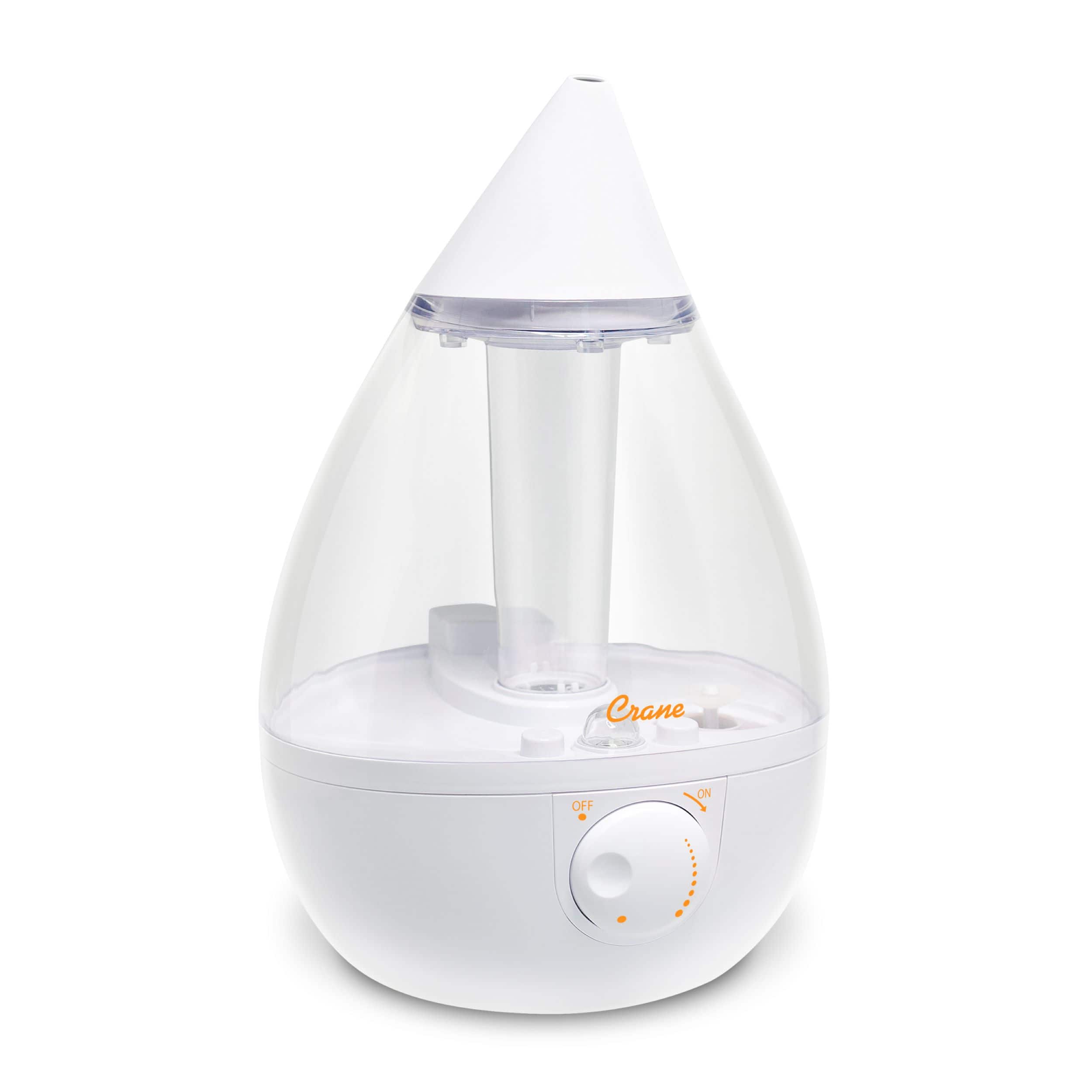 Front. CRANE - 1 Gal. Drop Ultrasonic Cool Mist Humidifier - Clear/White.