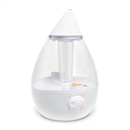 Front. CRANE - 1 Gal. Drop Ultrasonic Cool Mist Humidifier - Clear/White.