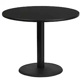 Emma + Oliver - 36" Round Laminate Table Top with 24" Round Table Height Base - Black