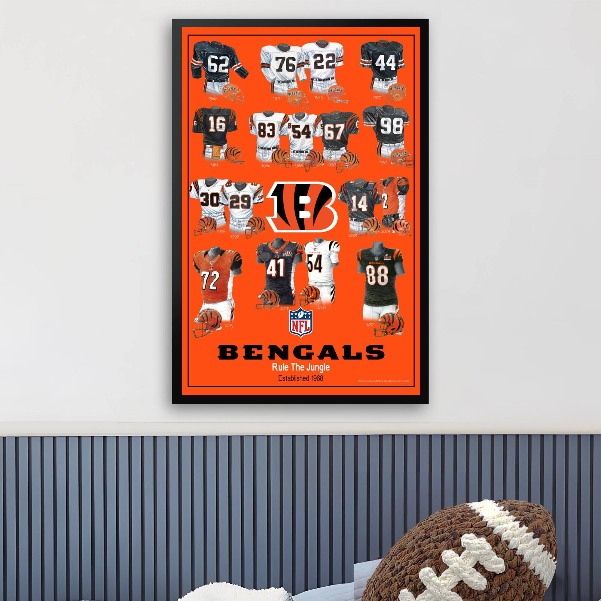 62 VNA P 76 OP E Mt 22 - CNy L 44 CNAL A S 16 98 83 54 67 - d galay p - - - m 30 29 14 2 - 1FB ko 1 2KN AN 12 41 54 | 72 88 ~ a :0:: 2 Joun NFL BENGALS Rule The Jungle Established 1960