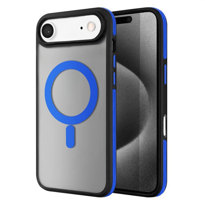 Front. Entronix - Entronix Rugged Magnetic Case for iPhone 17 Air - Translucent Matte with Non-Slip Grip - Blue.