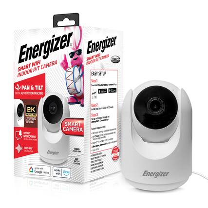 Energizer Smart WiFi Camera Indoor P/T Camera
- Pan & Tilt with Auto Motion Tracking
- 2K Quad HD Live Video Viewing
- Instant Notifications to Your Smartphone
- Two-Way Wired Conversation
- Works with Google Home and Alexa
Easy Setup:
1. Download the Energizer Connect App
2. Install your Smart Camera
3. Set up and control through the App
System Requirements:
- WiFi router with high-speed internet connection
- Android 5.0 or higher / iOS 10.0 or higher
- 5.5" or higher screen size
Package Includes:
- Smart Indoor WiFi P/T Camera
- Mounting Bracket
- Quick Start Guide
- USB Power Cable
1 Year Warranty
Works with Google Home and Alexa