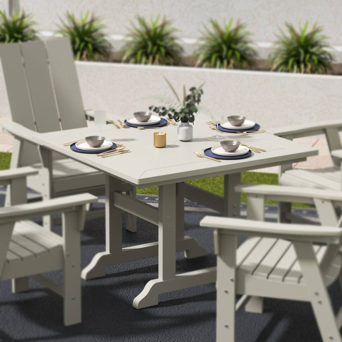 Angle. WestinTrends - WestinTrends Malibu 43" Outdoor Patio Square Dining Table - Sand.