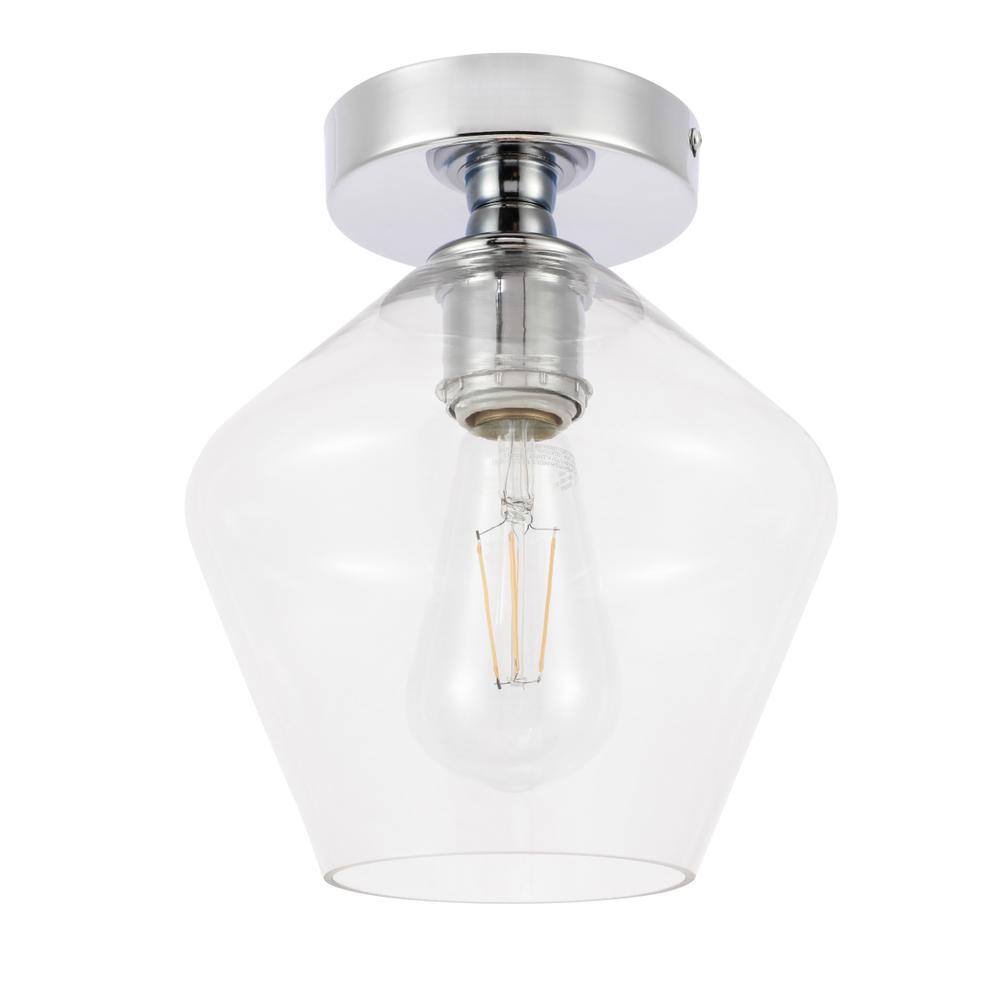 Alt View 4. Living District - Gene 1 light Chrome and Clear glass Flush mount - Chrome And Clear Glass.