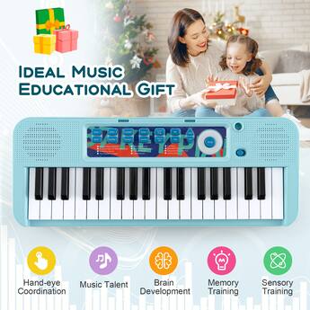 DREAMADE Piano Enfant 31 Touches, Jouet Piano Numérique avec Tabouret, Microphon DREAMADE Piano Enfant 31 Touches, Jouet Piano Numérique avec Tabouret, Microphon