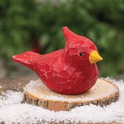 Angle. BreeBe - Wood Carved Cardinal Sitter 2.5" - Red.