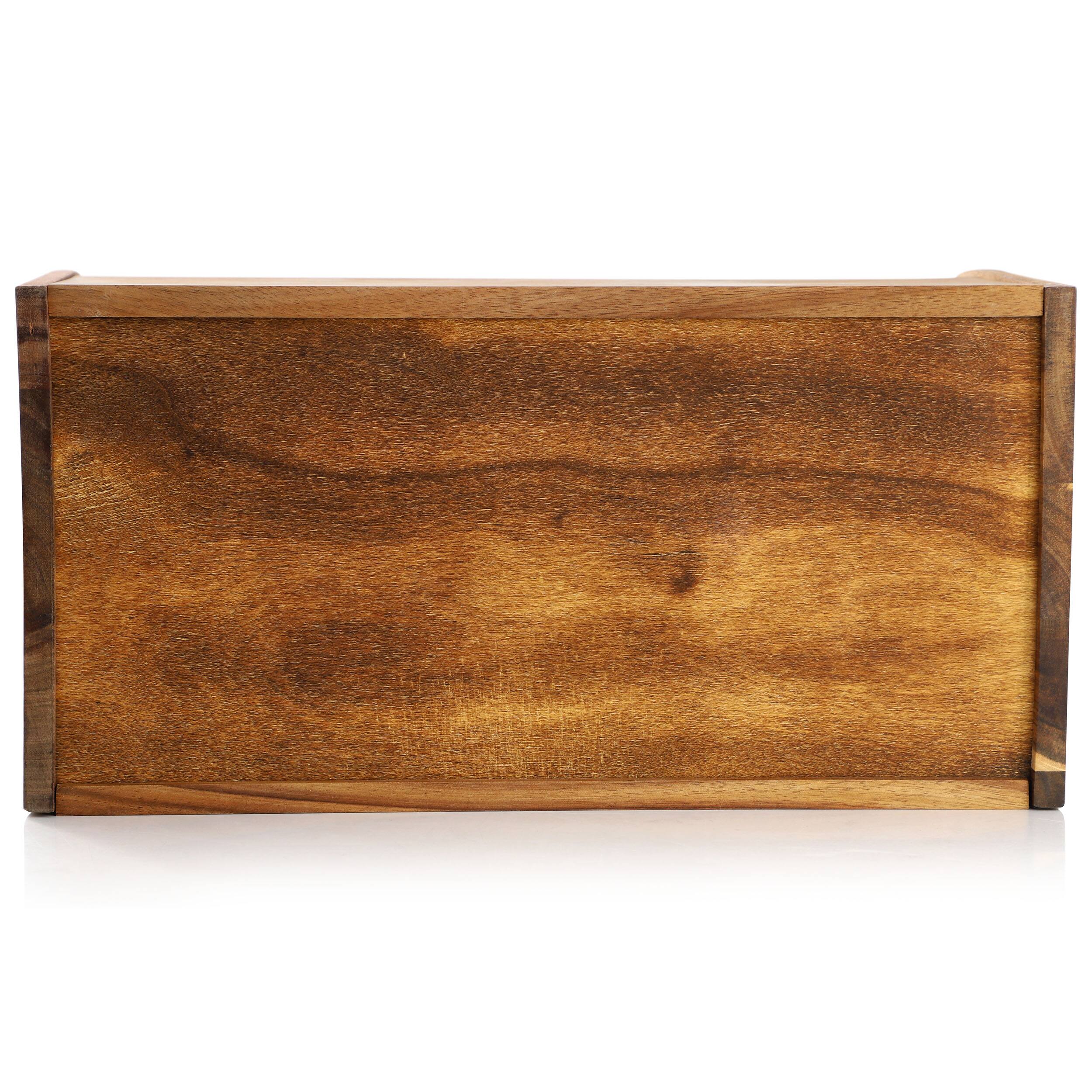 Alt View 2. MegaChef - MegaChef Acacia Wood Bread Box with Sliding Plastic Lid - Brown.