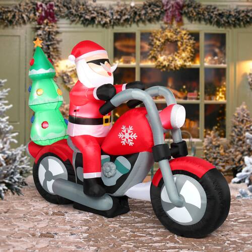 Alt View 5. Winado - 6FT Christmas Inflatable Santa Claus Riding Motorcycle Lighted Blow Up Display for Outdoor Holiday Party Decorations - Multicolor.