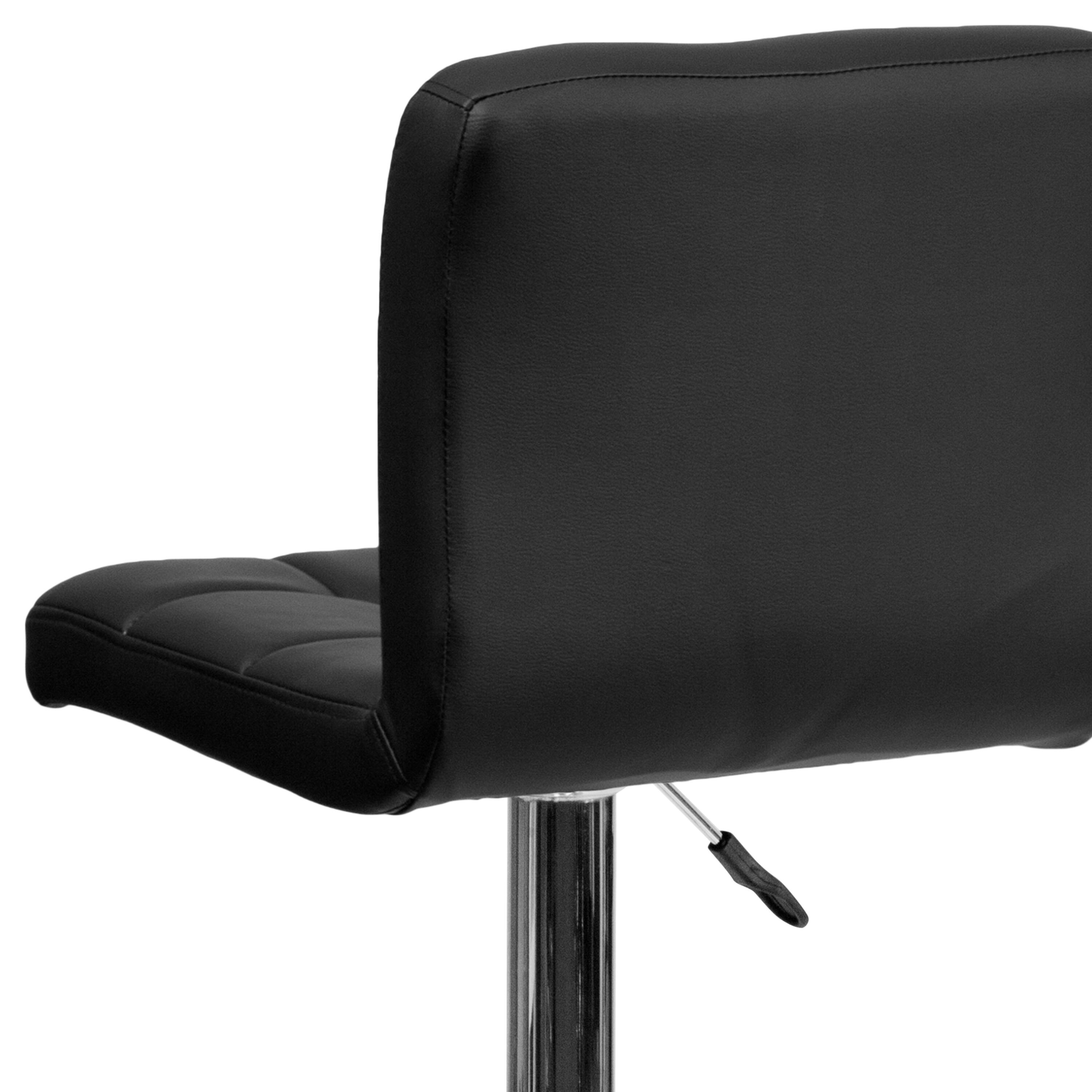 Alt View 9. Emma + Oliver - Quilted Vinyl Swivel Adjustable Height Barstool with Chrome Base - Black.