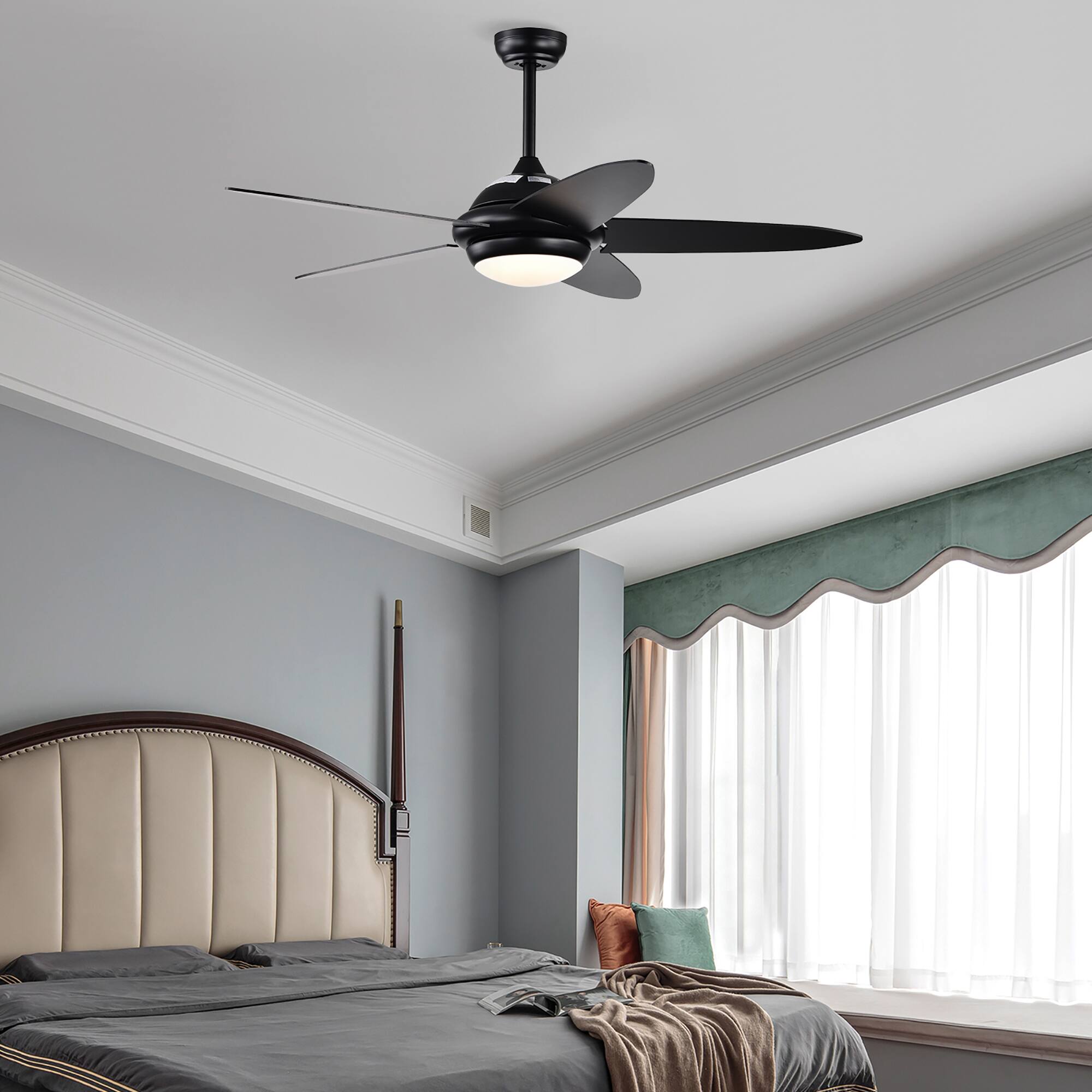 Alt View 4. Costway - Costway 52'' Ceiling Fan with LED Lights & Remote Control 1/2/4/8H Timer & 3 Fan Speeds - Black.