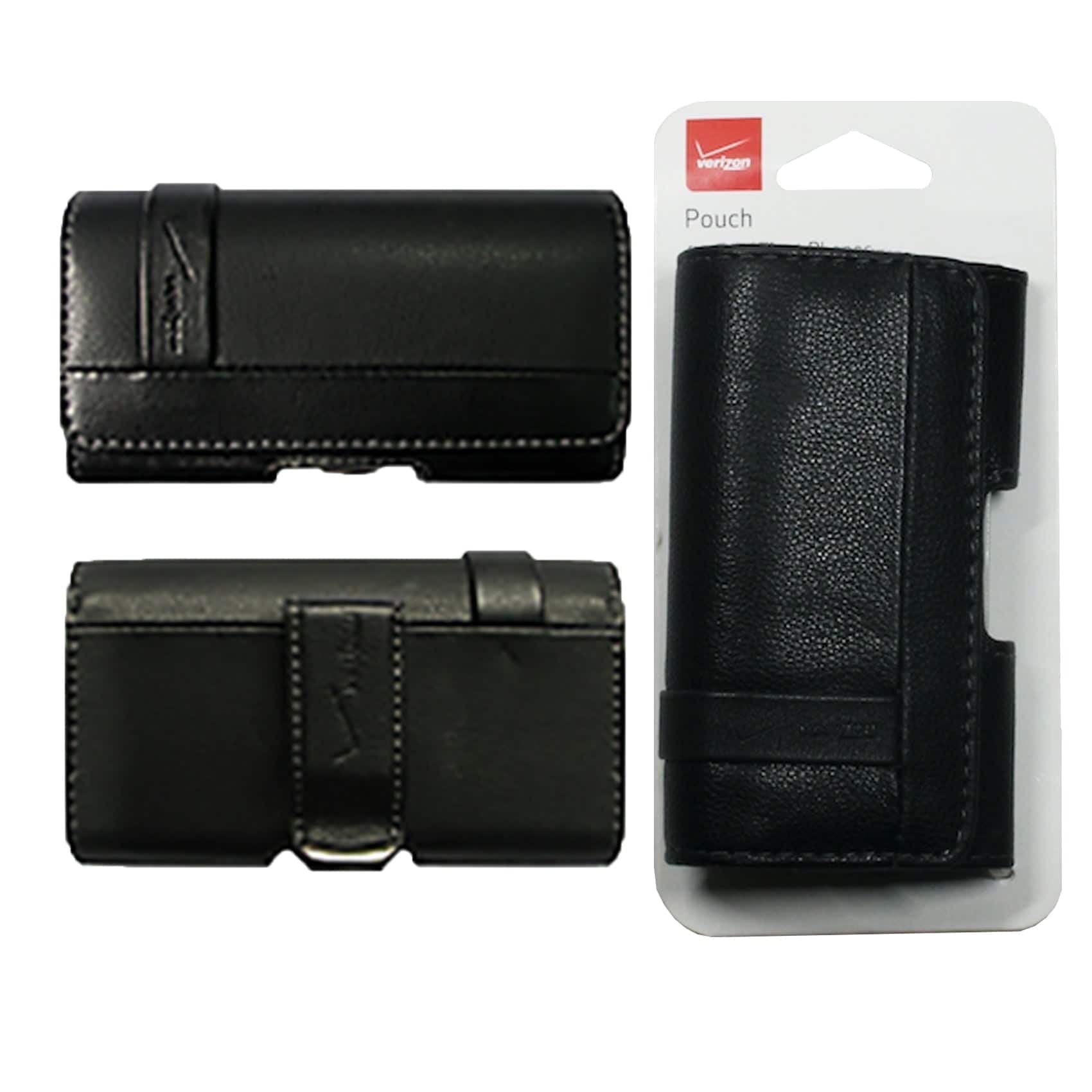 RomeTech - Verizon Universal Leather Pouch Case - Black