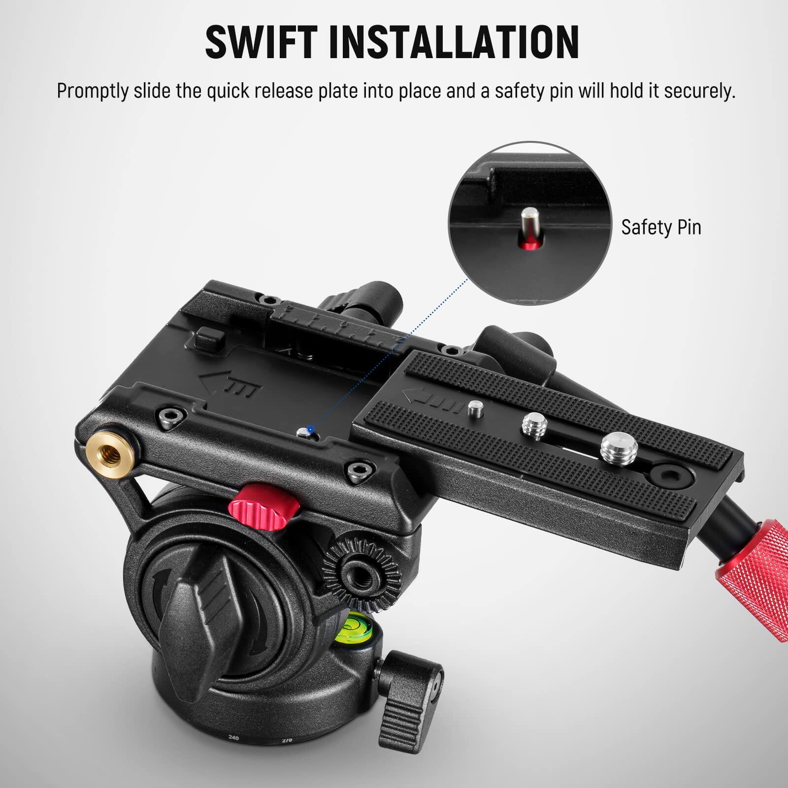 SWIFT INSTALLATION

Promptly slide the quick release plate into place and a safety pin will hold it securely.

Safety Pin