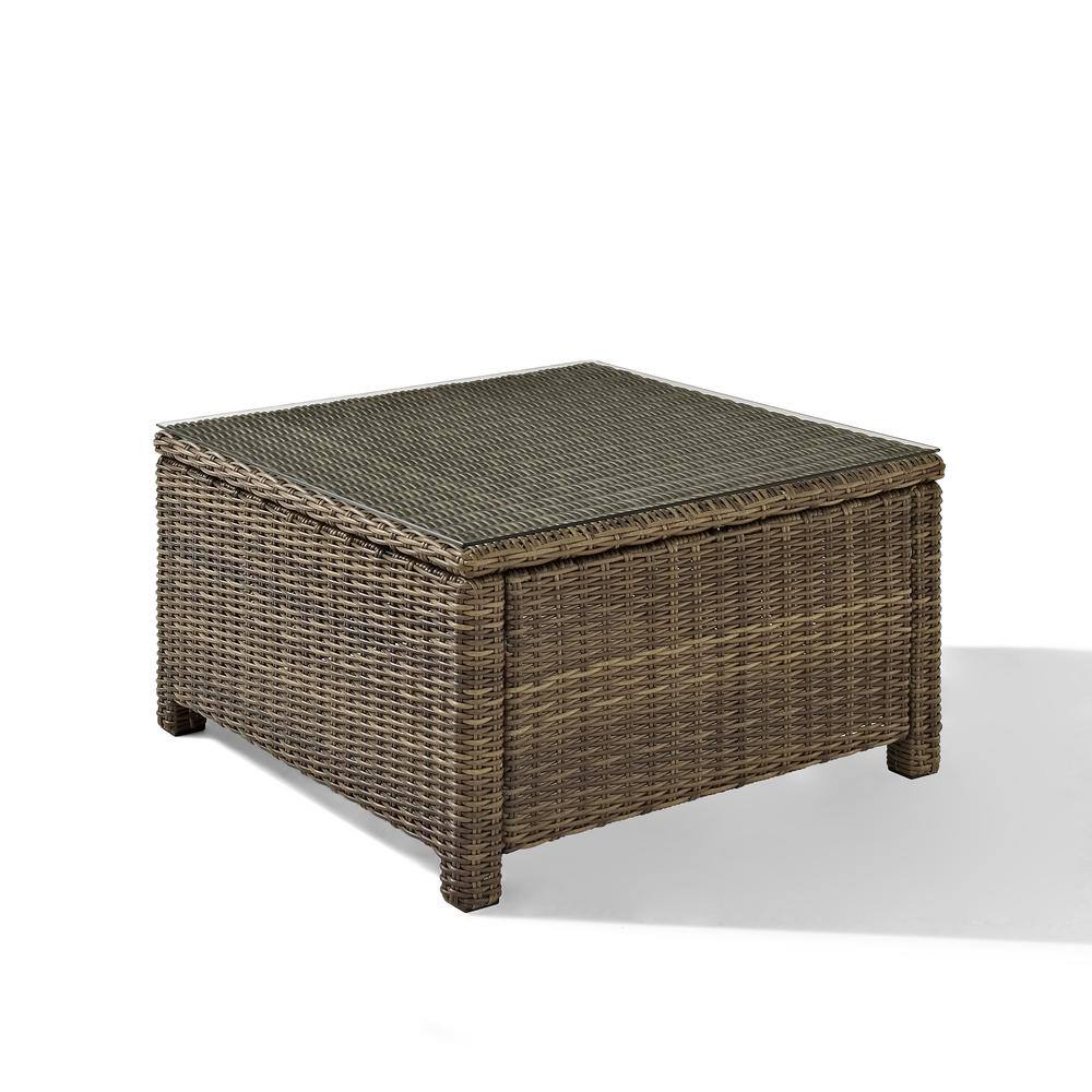 Angle. Crosley Furniture - Bradenton Wicker Outdoor Sectional Coffee Table - Weathered Brown.
