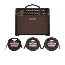 BOSS - Acoustic Singer Live 60-Watt Bi-Amp Amplifier with Instrument Cables Bundle